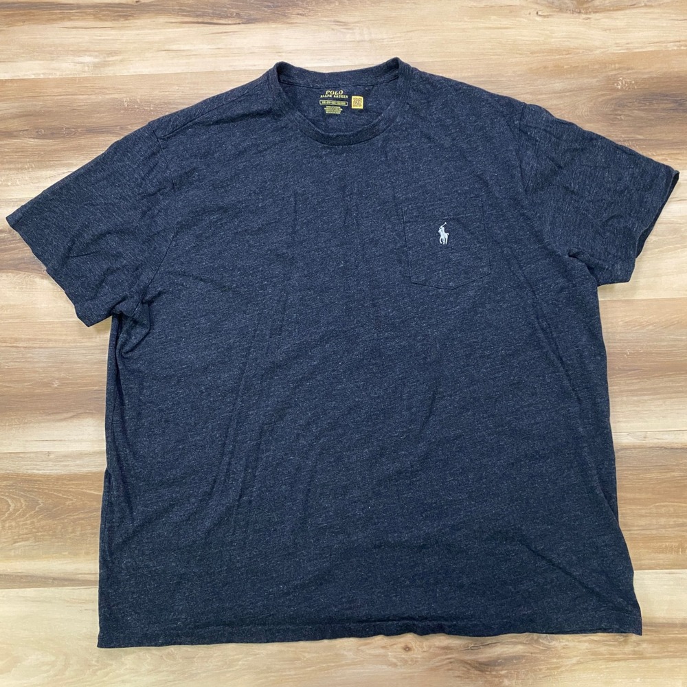 Polo Ralph Lauren Pocket T-Shirt 2XB Big & Tall Cotton Crew Neck Navy Heather